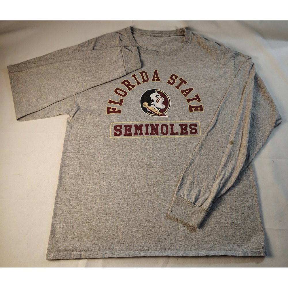 Florida State Seminoles FSU Long Sleeve Graphic T-Shirt Heather Gray Mens Large